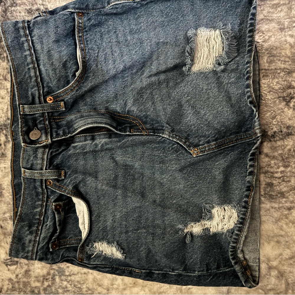 Levi's Classic Blue Ripped Mini Skirt